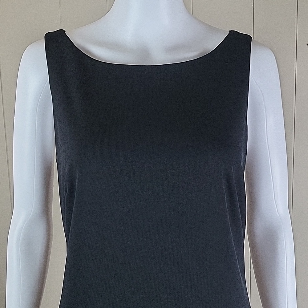 Vintage 90s Y2K Alex Evenings Black Mesh Overlay w Rhinestones Cocktail Dress - Picture 4 of 16